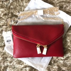 NWT Francesca’s vegan leather crossbody purse red envelope bag